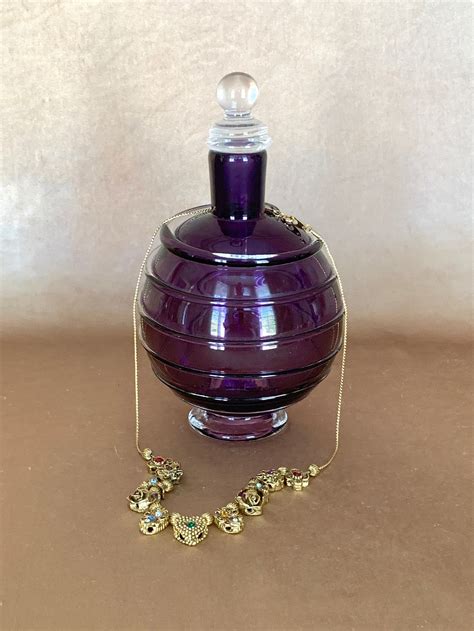 Vintage Art Glass Perfume Bottle Hand Blown Purple Swirl Etsy