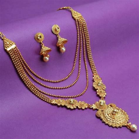 buy sukkhi gleaming pearl gold plated lct stone long haram necklace set for women online at best