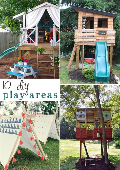 Backyard playsets are a great way to encourage kids to play while getting some fresh air. 10 DIY outdoor playsets — Tag & Tibby Design