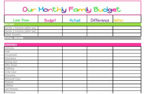 monthly budget template cute design  excel