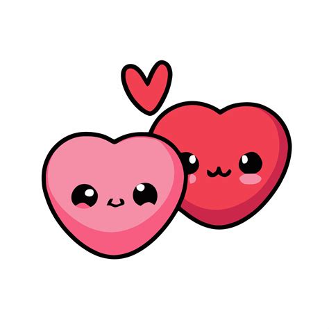 cute chibi heart couple in love valentine kawaii illustration for valentines day 17048228 vector