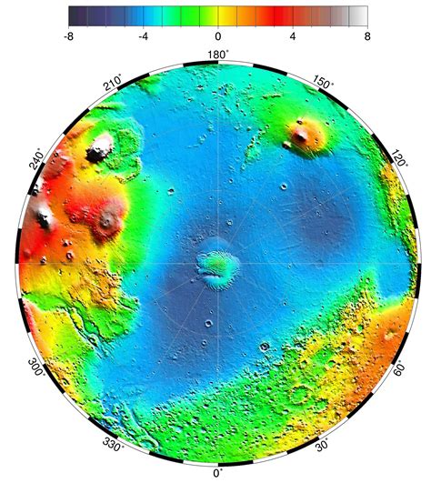 Mars surface with 16k textures, diffuse, normal and height maps. Topographic map of Mars' northern hemisphere | The ...