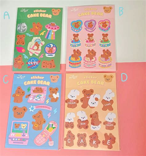 Kawaii Korean Milkjoy Bear Sticker Sheet Stationary Etsy Milkjoy