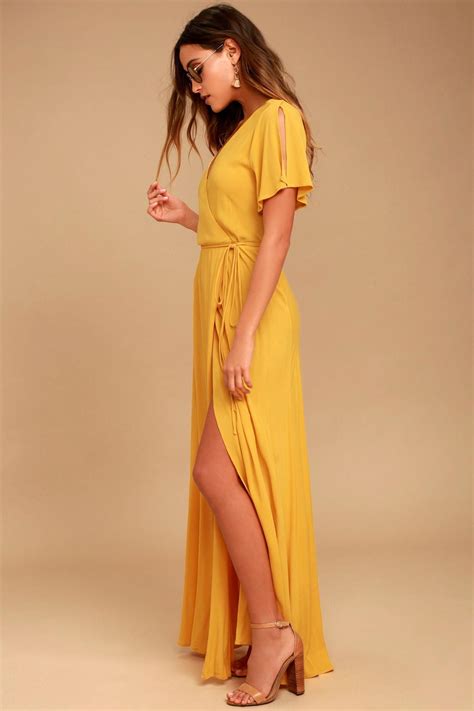 Much Obliged Golden Yellow Wrap Maxi Dress Yellow Maxi Dress Maxi Dress Golden Yellow Dress