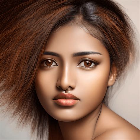 Beautiful Caramel Skintone Woman Full Face Portrait · Creative Fabrica