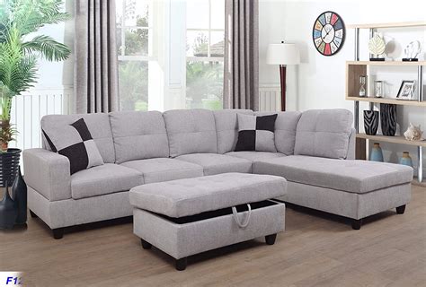 Beverly Fine Furniture Right Facing Linen Russes Sectional