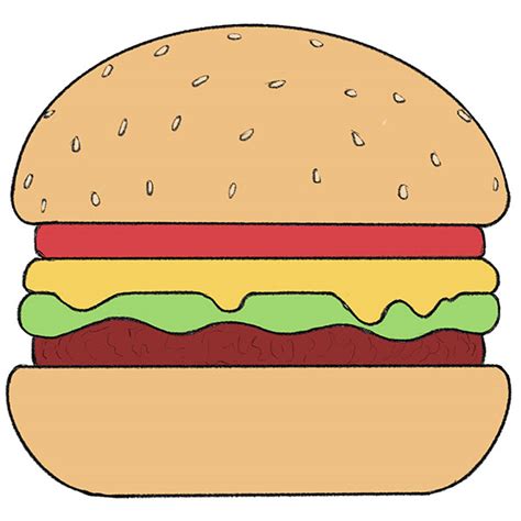 How To Draw A Burger Easy Drawing Tutorial For Kids