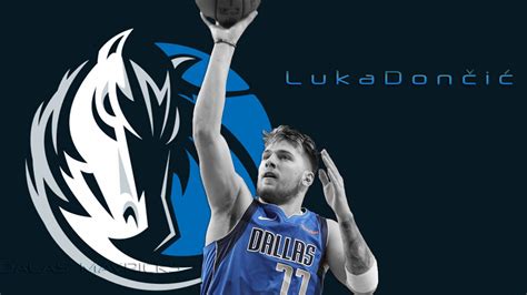 Download Luka Doncic Dallas Mavericks Logo Wallpaper