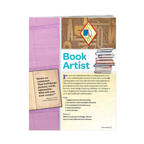 Girl Scouts Of Greater Chicago And Northwest Indiana Book Artist Cadette Badge Requirement