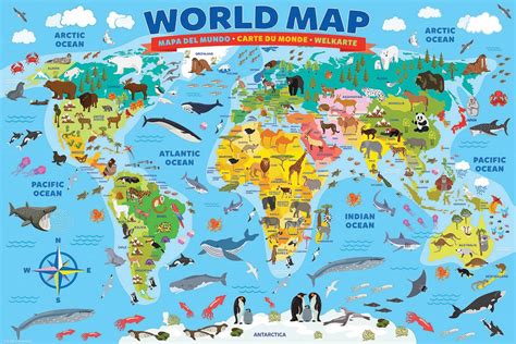 Illustrated Map Of The World For Kids Childrens World Map Kids Riset
