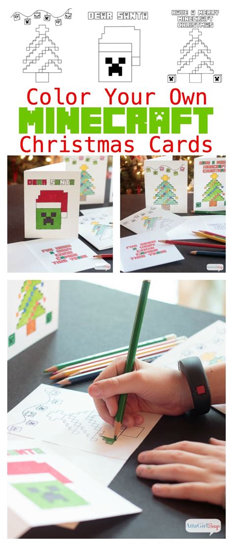 Minecraft printable coloring pages free. Minecraft Coloring Pages Christmas Cards - Atta Girl Says