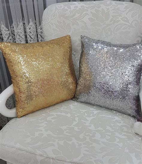 Gold Sequin Throw Pillow Cover Glitter Decorative Cushion Etsy