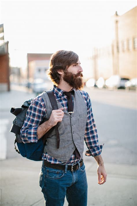 Portrait Of A Trendy And Hip Bearded Man In An Urban Setting By Stocksy Contributor Jakob