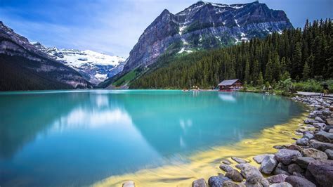 Amazing Turquoise Water Lake Guarded Nature Scenery Hd Wallpaper