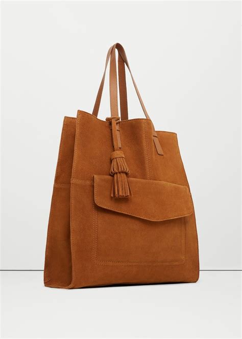 Leather Shopper Bag Women Mango Usa 패션 가방 가방 퀼트 가방