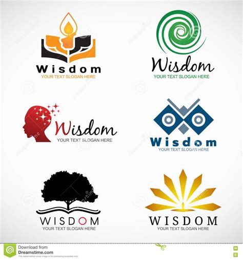 Wisdom And Knowledge Logo Vector Set Design Stock Vector Illustration