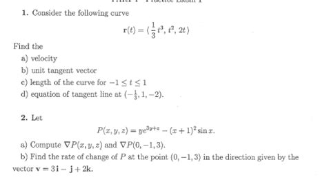 solved consider the following curve r t