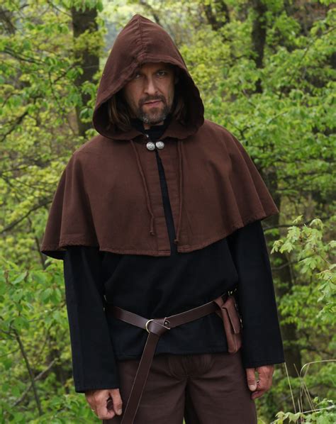 Medieval Hooded Cowl With Button Collar Order Online With Larp Fashion
