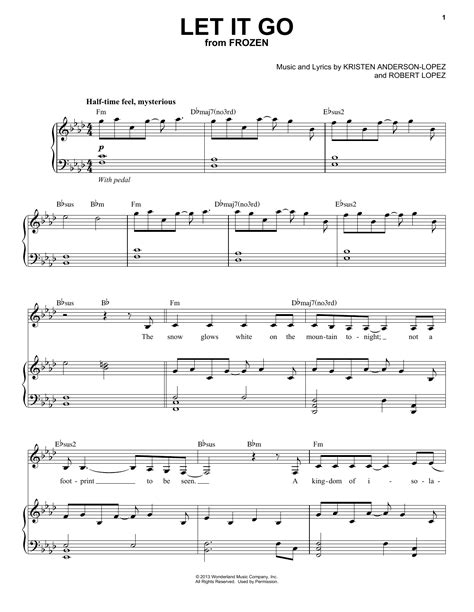 Let It Go From Frozen Sheet Music By Idina Menzel Piano And Vocal