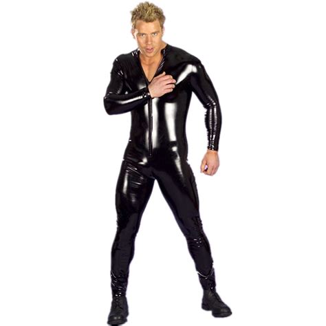 Mens Sexy Wet Look Fetish Latex Ds Nightclub Catsuits Costumes Cosplay