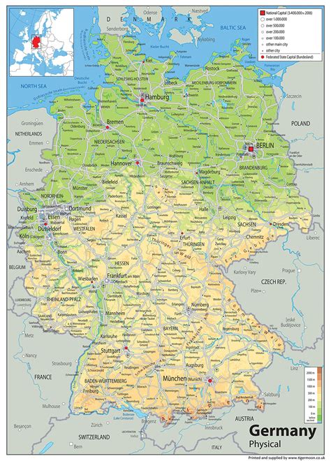 Deutschland Physische Karte Deutschlandkarte 2023