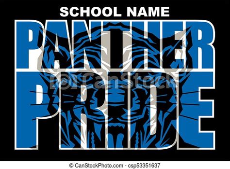 Panther Pride Team Design With Mascot Head Inside Letters For School