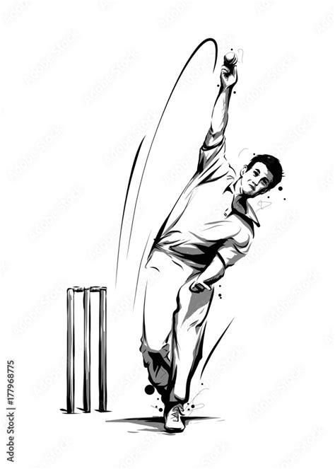 Cricket Player Bowling Ball Front Stock Vector Adobe Stock