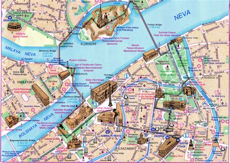 St petersburg map with all the city's monuments, museums and attractions. 35 St Petersburg Map - Maps Database Source