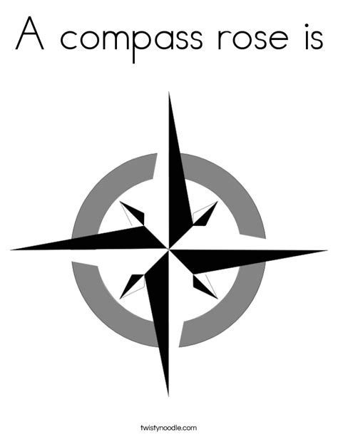 A vintage nautical compass, in a dark aqua green color on a backdrop of an arctic map. A compass rose is Coloring Page - Twisty Noodle