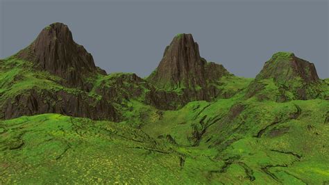 3d Model Tileable Green Lands With Rocky Mountains Environment Asset Vr