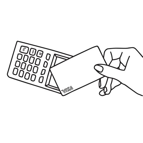 Hand using credit card swiping machine to pay. Credit card payment icon
