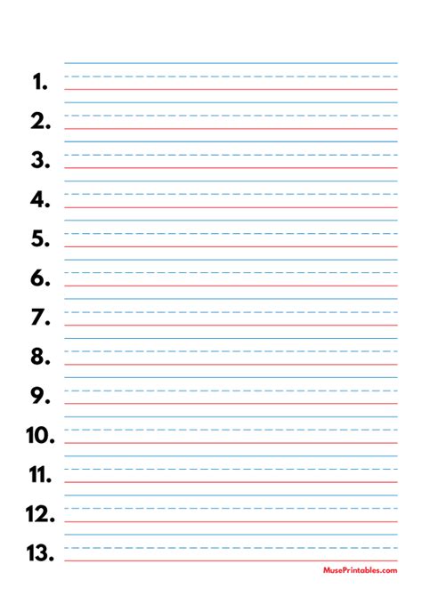 Lined Numbered Paper Printable