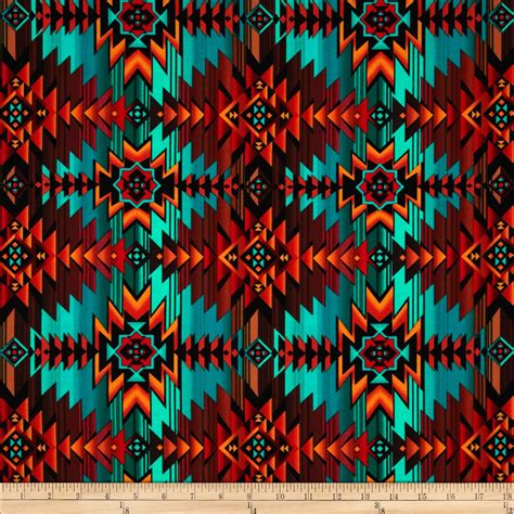 Timeless Treasures Southwest Blanket Turquoise Fabric Native American