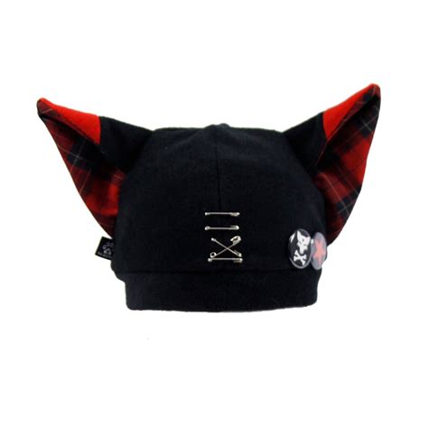 Pawstar Pin Punx Fox Hat Punk Rock Plaid Color Red Black Etsy