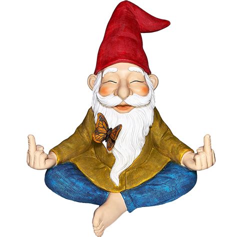 Mood Lab Garden Gnome Zen Gnome Statue Inch Tall Hand Painted