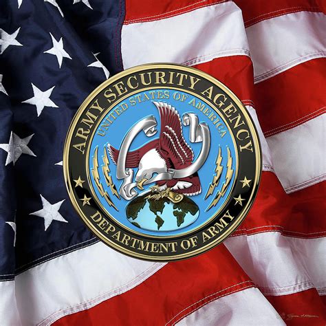 U S Army Security Agency A S A Emblem Over American Flag Digital