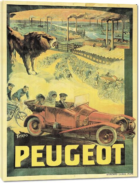 Toiles Imprimées Reproduction Daffiche Publicitaire Vintage Peugeot