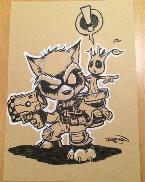 Rocket Raccoon A5 Sketch Card Sketch Card Original Art