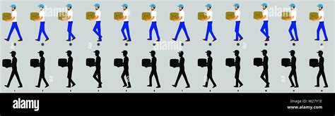 Courier Person Walk Cycle Animation Sequense Vector Loop Animation