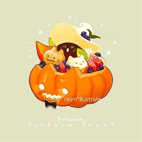Pumpkin Treat Cute Cartoon Wallpapers Kawaii Drawings