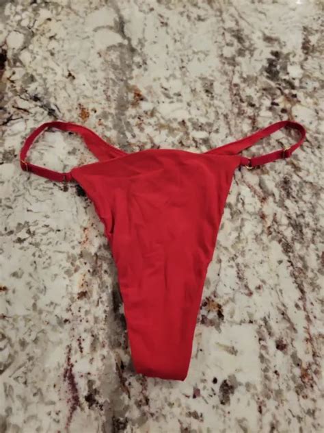 Victorias Secret Very Sexy Red Thong Panties M Brazillian Adjustable