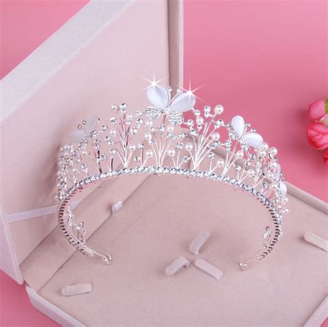 New Gorgeous Pearl Bead Butterfly Crown Jewelry Pageant Wedding Bridal