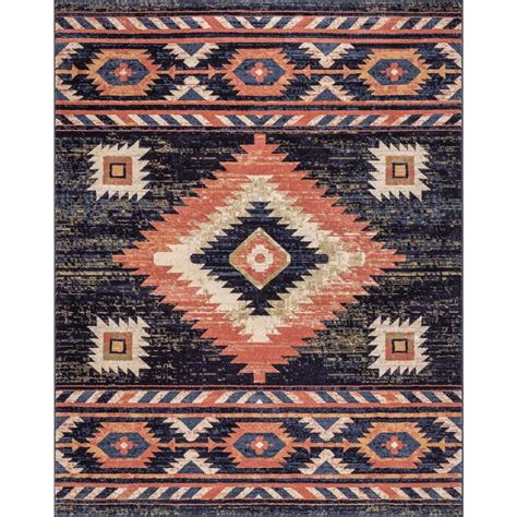 Well Woven Tulsa Lea Traditional Southwestern Tribal Blue 7 Ft 10 In