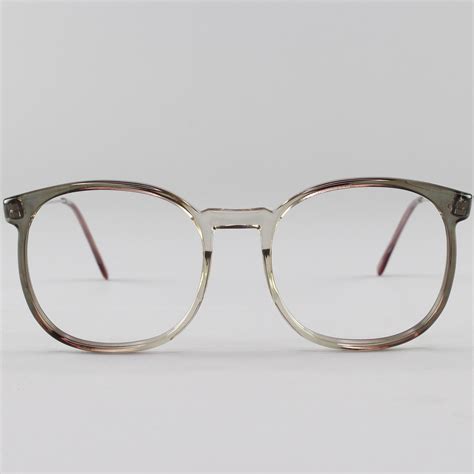 80s vintage glasses clear gray round eyeglass frame 1980s etsy