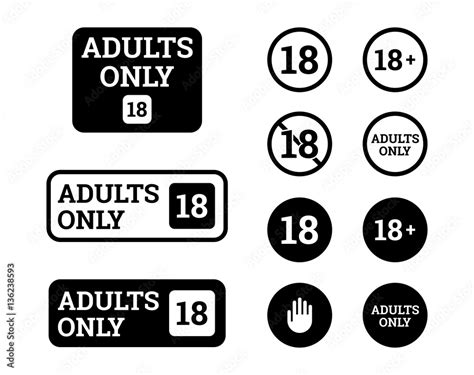 Adults Only Icons Signs Stock Vector Adobe Stock
