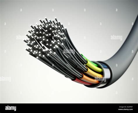 Fiber Optic Cable Isolated On Gray Background 3d Illustration Stock