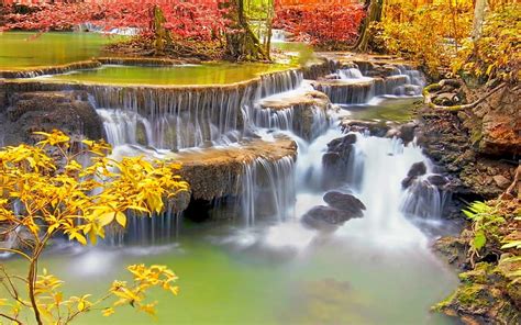 Waterfalls Forest Tropics Thailand Autumn Hd Wallpaper Peakpx