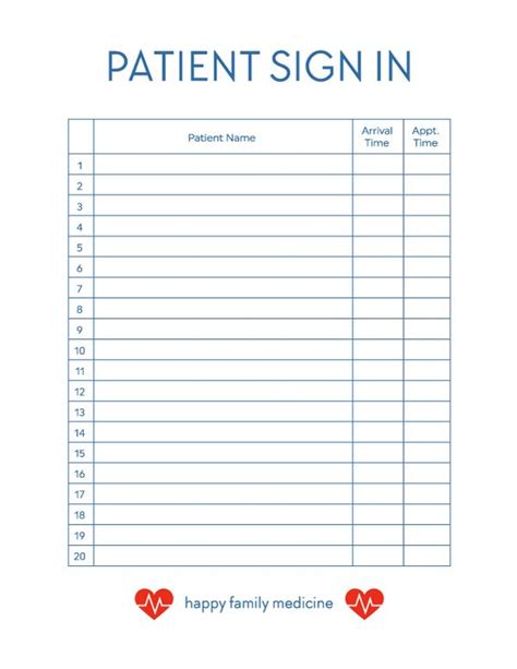Doctors Office Sign In Sheet Template Database