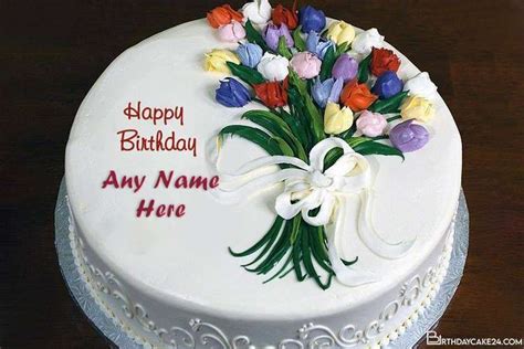 Lovely Flower Bouquet Birthday Cake With Name Edit Artofit