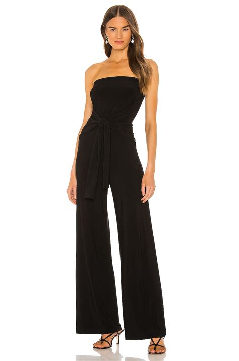 Norma Kamali Tie Front All In One Strapless Jumpsuit In Black Revolve